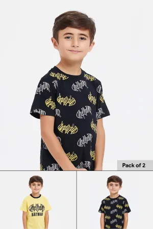 Boys Black And Yellow Batman T-Shirt Set (2 Piece)