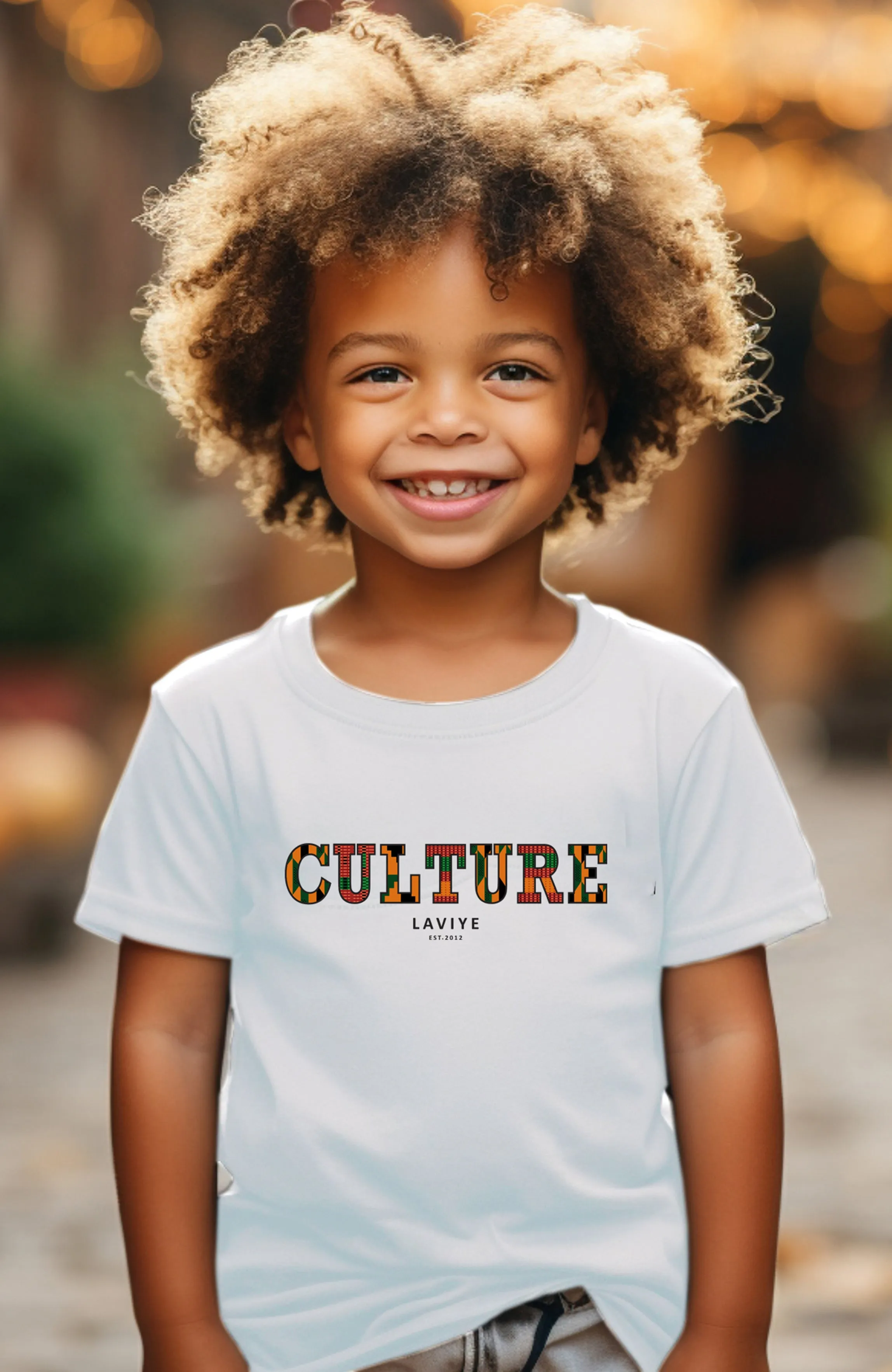 Boy's Kente Unisex African Print Culture Slogan T-shirt | KUMASI