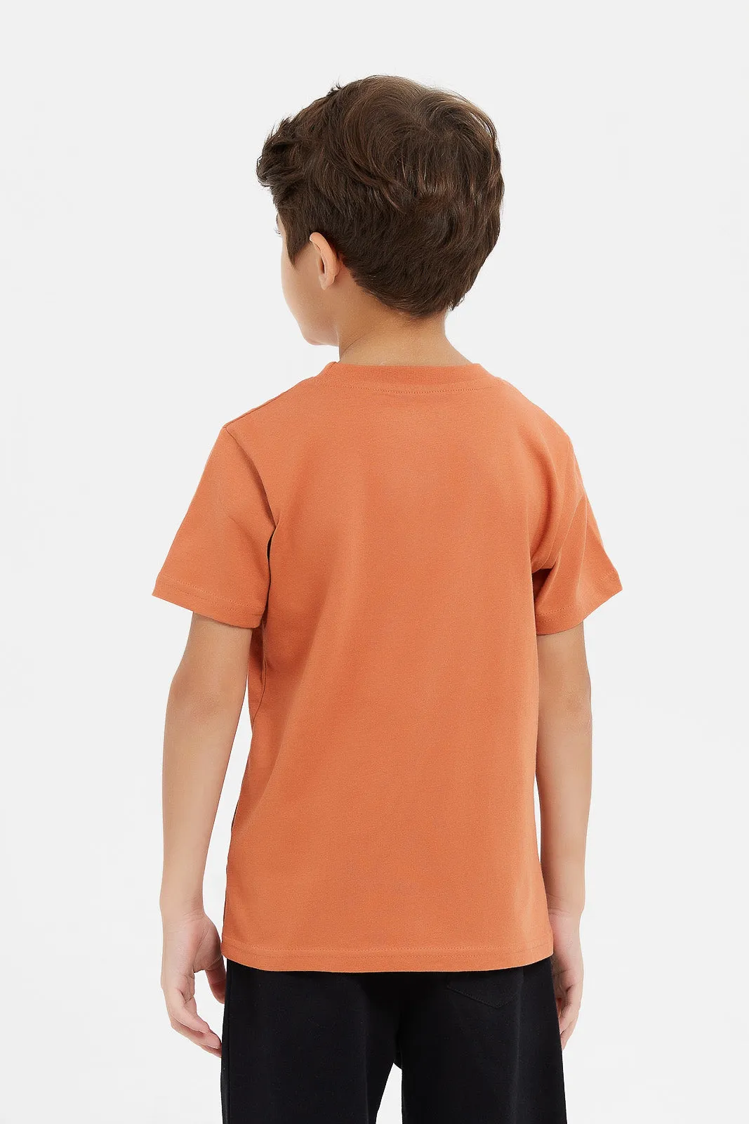 Boys Orange And Cream Fun T-Shirt Set (2 Piece)