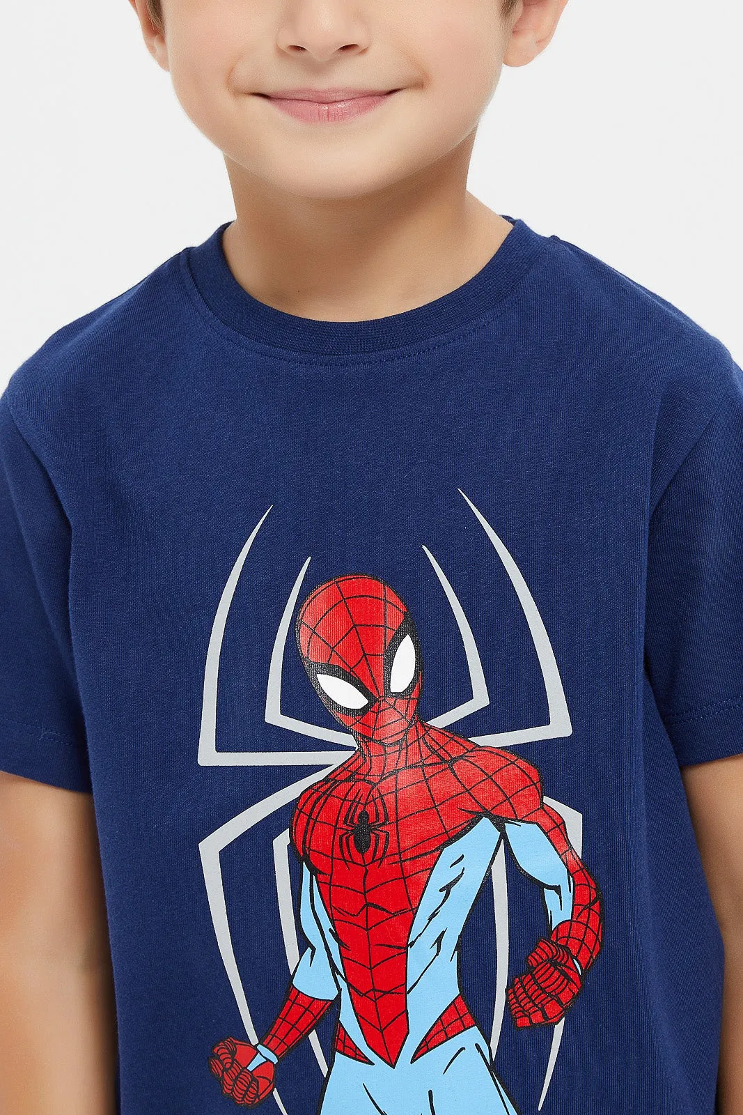 Boys Red And Navy Spiderman T-Shirt Set (2 Piece)