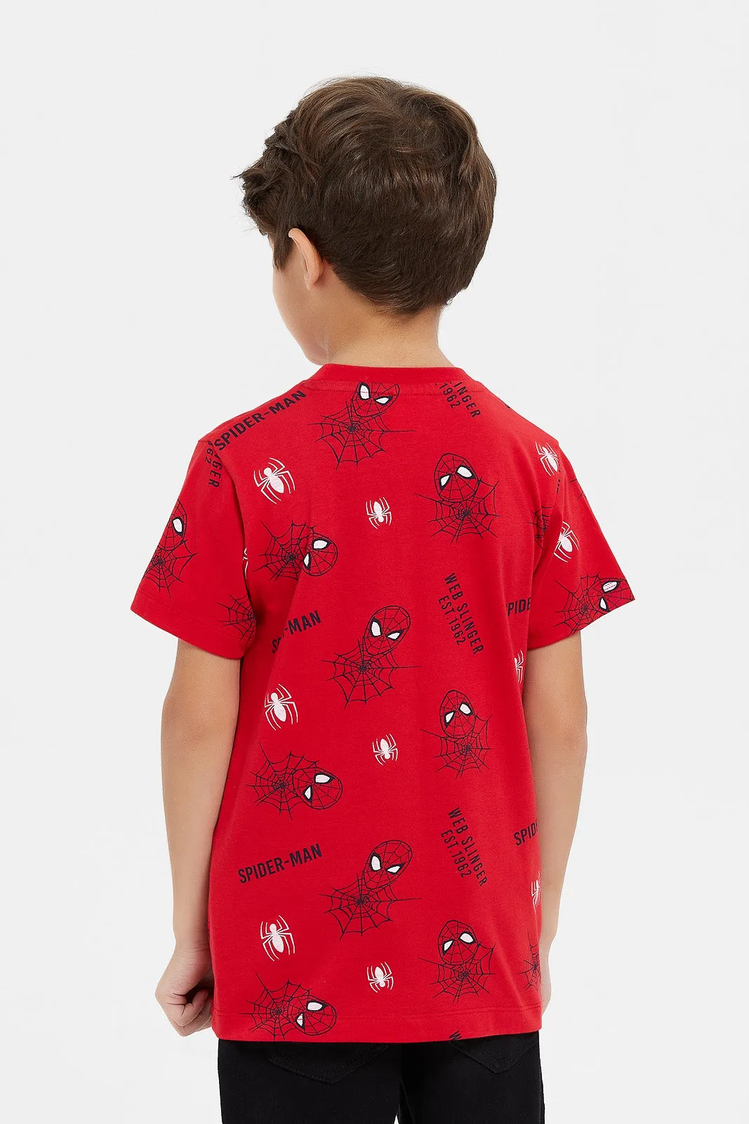 Boys Red And Navy Spiderman T-Shirt Set (2 Piece)