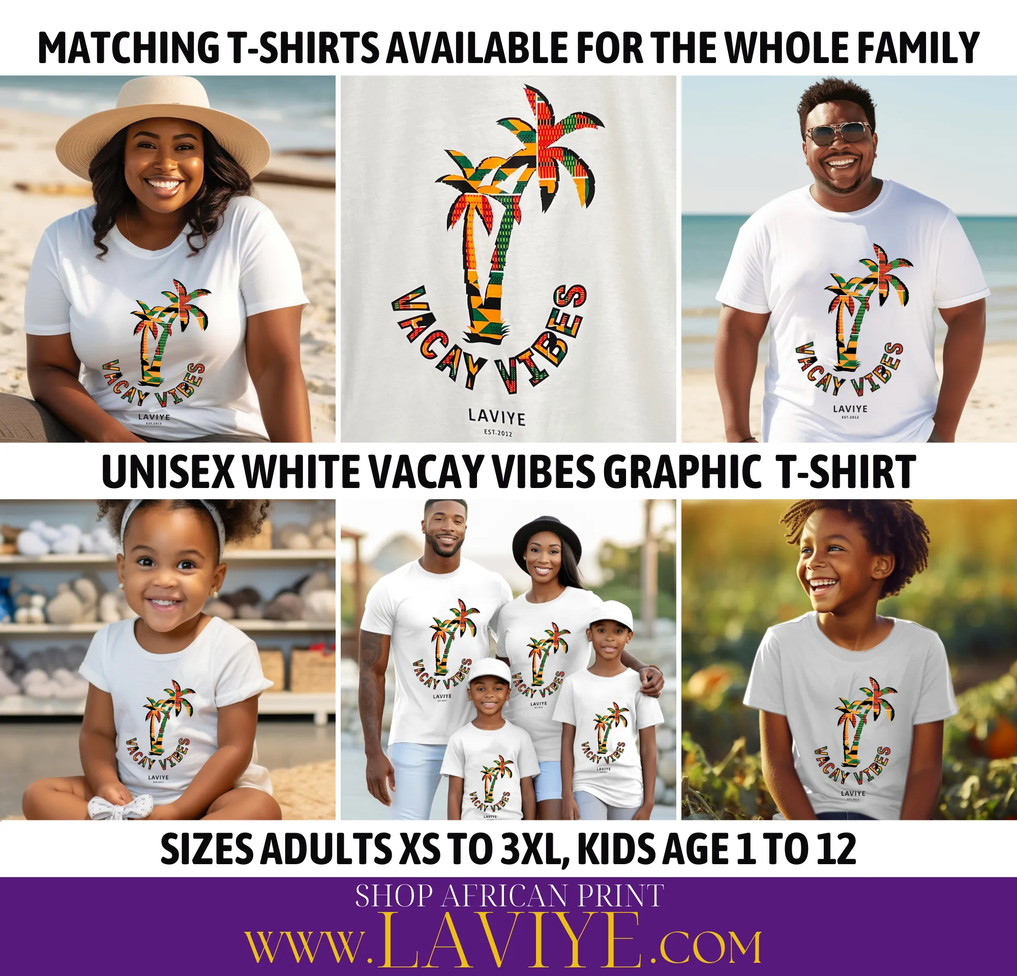 Boys Vaycay Vibes White African Print Kids T-Shirt Unisex | KUMASI