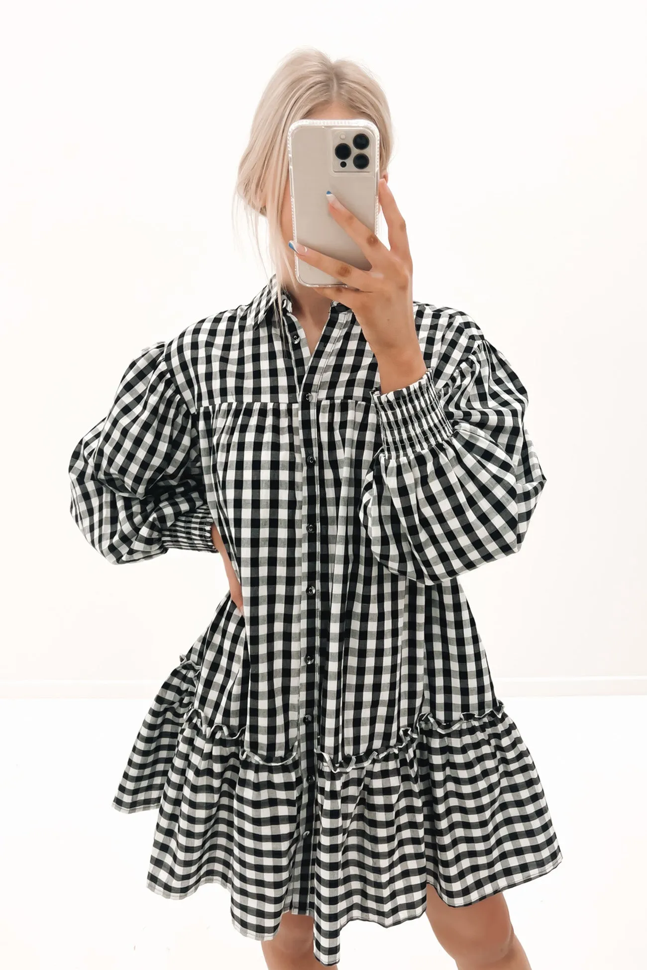 Brandi Mini Dress Black White Check