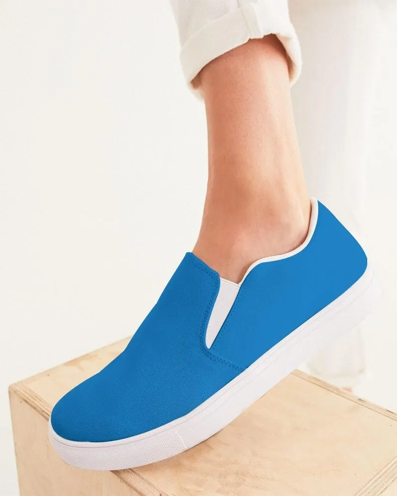 Bright Blue Slip-On Canvas Sneakers | Women's | Bright Pure Blue | C100M50Y0K0