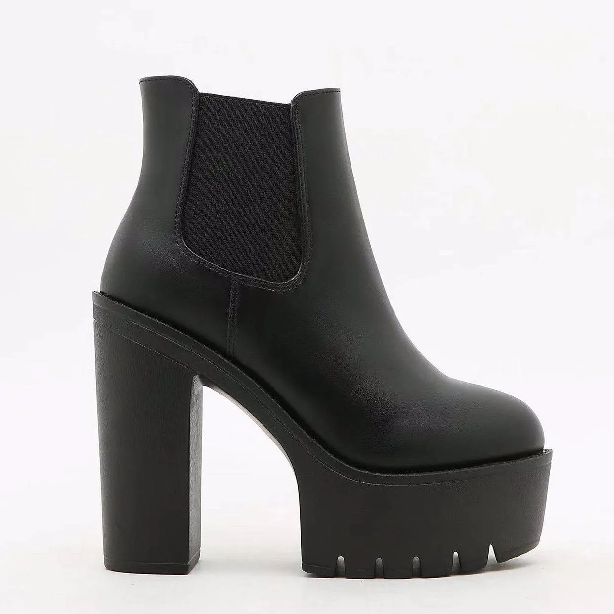 British Style High Heeled Thick Heeled Short Boots