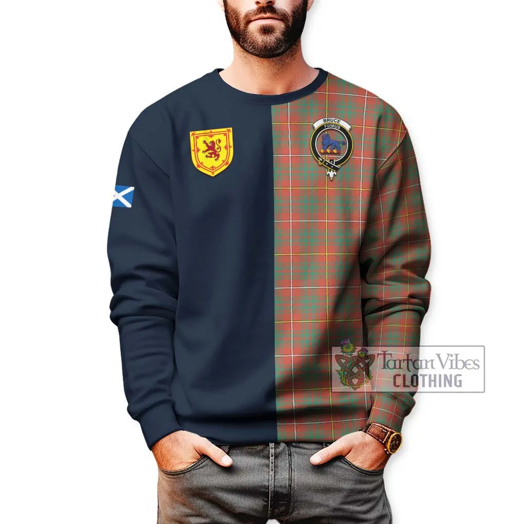 Bruce Ancient Tartan Sweatshirt Alba with Scottish Lion Royal Arm Half Style