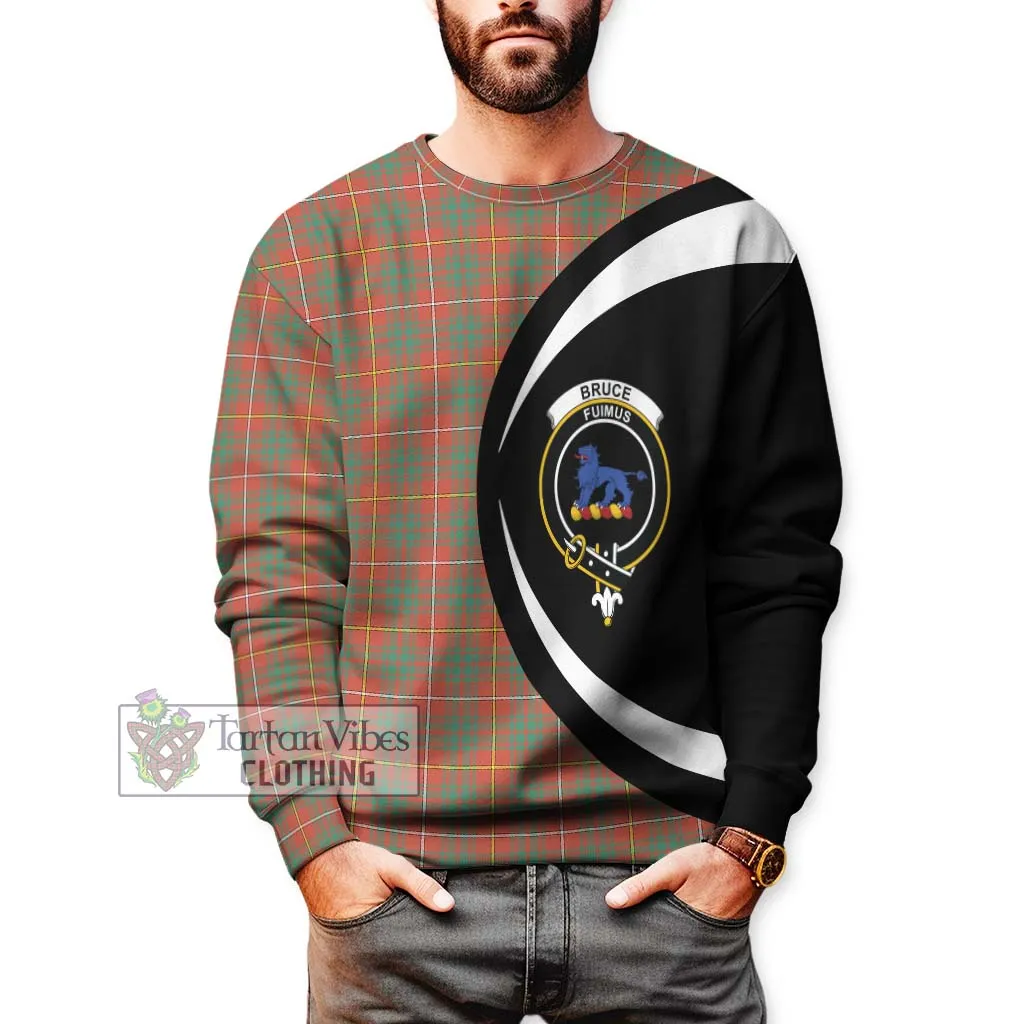 Bruce Ancient Tartan Sweatshirt with Family Crest Circle Style