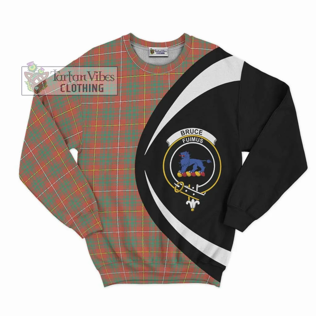 Bruce Ancient Tartan Sweatshirt with Family Crest Circle Style