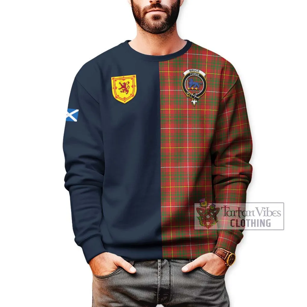 Bruce Modern Tartan Sweatshirt Alba with Scottish Lion Royal Arm Half Style