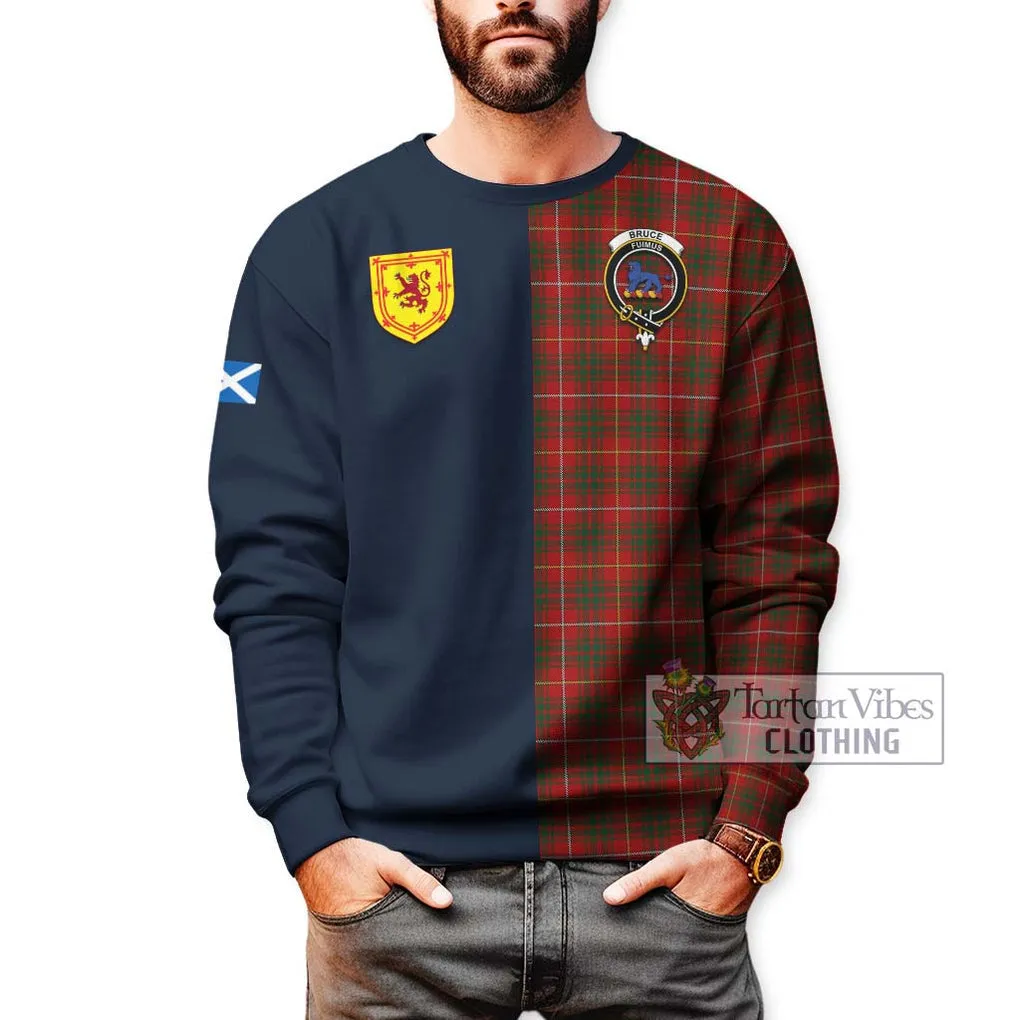 Bruce Tartan Sweatshirt Alba with Scottish Lion Royal Arm Half Style