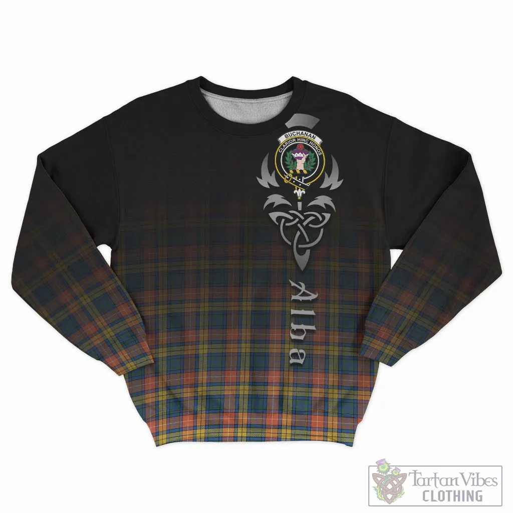 Buchanan Ancient Tartan Sweatshirt Featuring Alba Gu Brath Family Crest Celtic Inspired