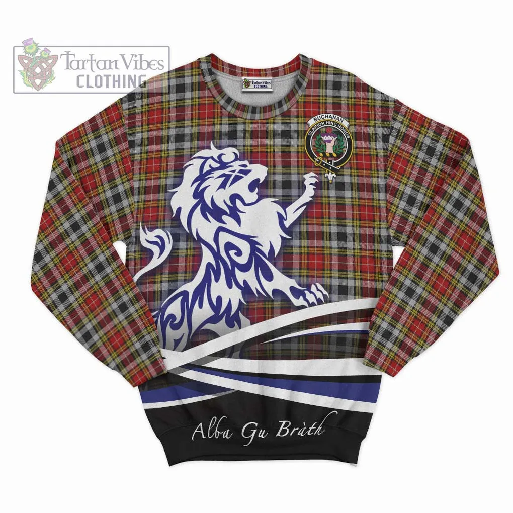 Buchanan Old Dress Tartan Sweatshirt with Alba Gu Brath Regal Lion Emblem