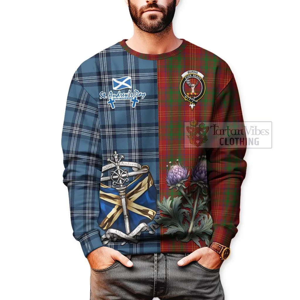 Burns Tartan Sweatshirt Happy St. Andrew's Day Half Tartan Style