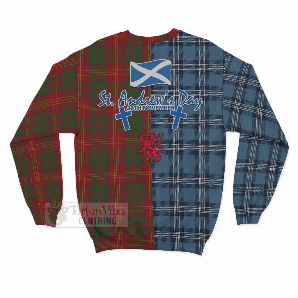 Burns Tartan Sweatshirt Happy St. Andrew's Day Half Tartan Style