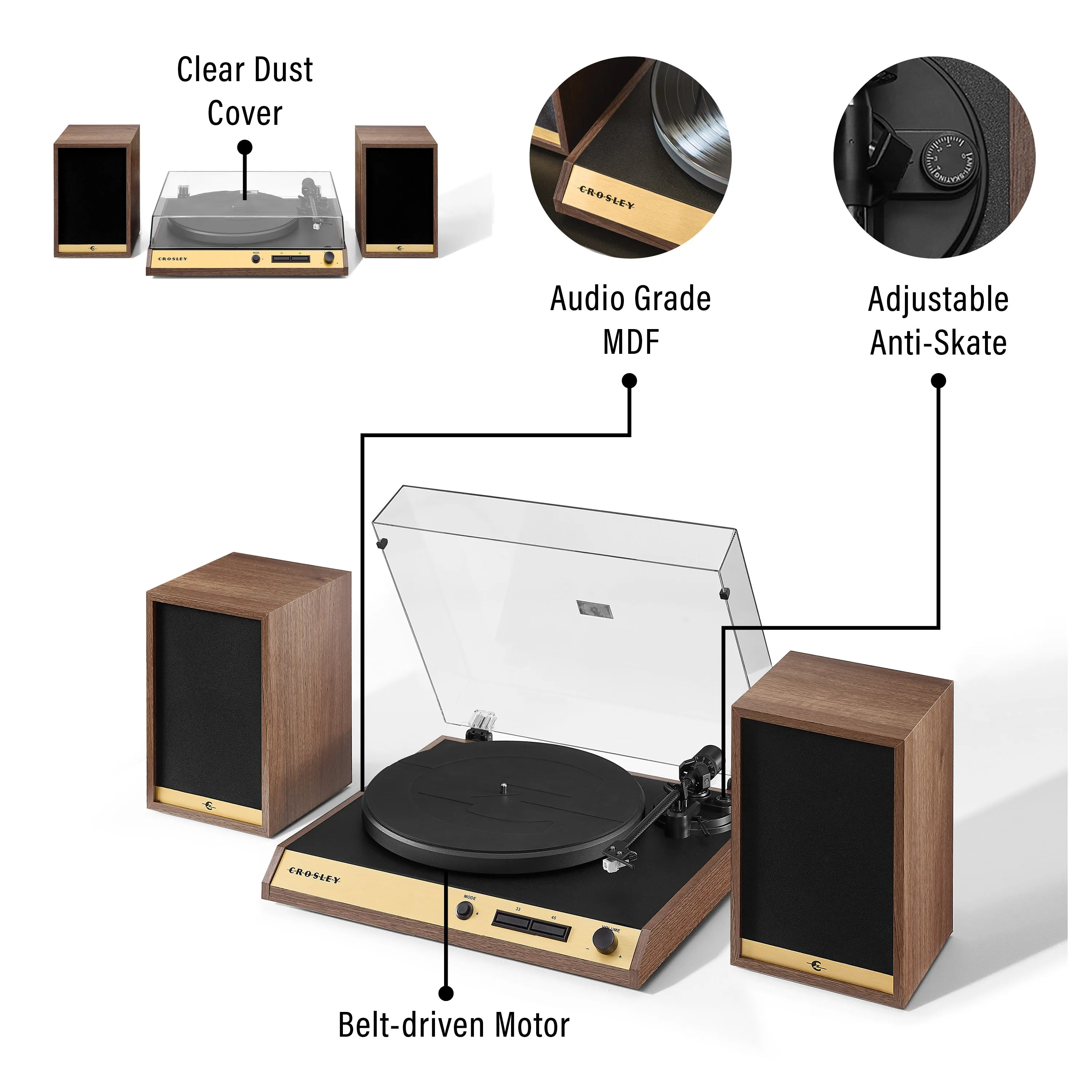 C72 Crosley Record Vinyl Shelf Turntable