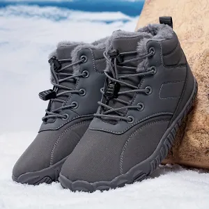 Casual Comfortable Solid Color Plus Fleece Snow Boots For Boys, Non-slip Warm Snow Boots For Outdoor Walking Hiking, Winter