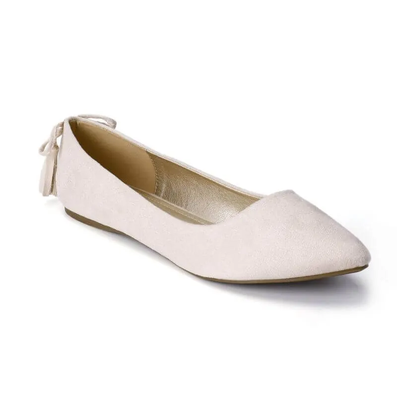 Casual Pointed Toe Ballet Flats with Tassel