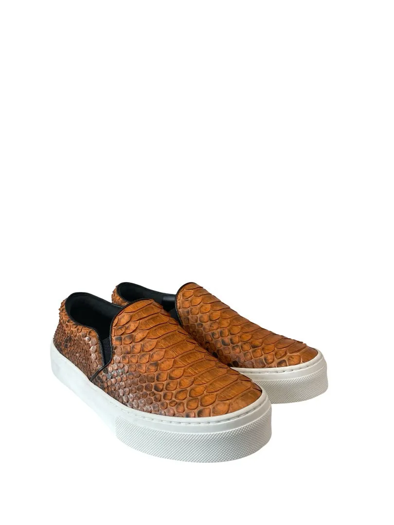 Celine Slip On Orange Python Skate Sneakers. Size: 36