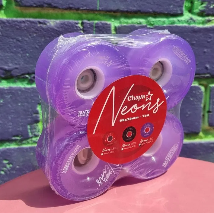 Chaya Light Up Neon Purple Wheels 78A - 4 pack