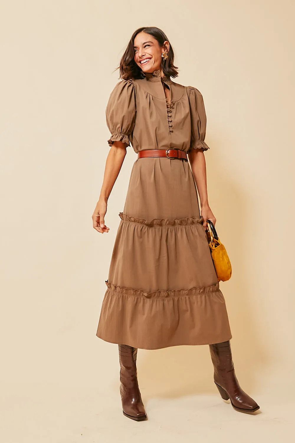 Chestnut Brown Selena Maxi Dress