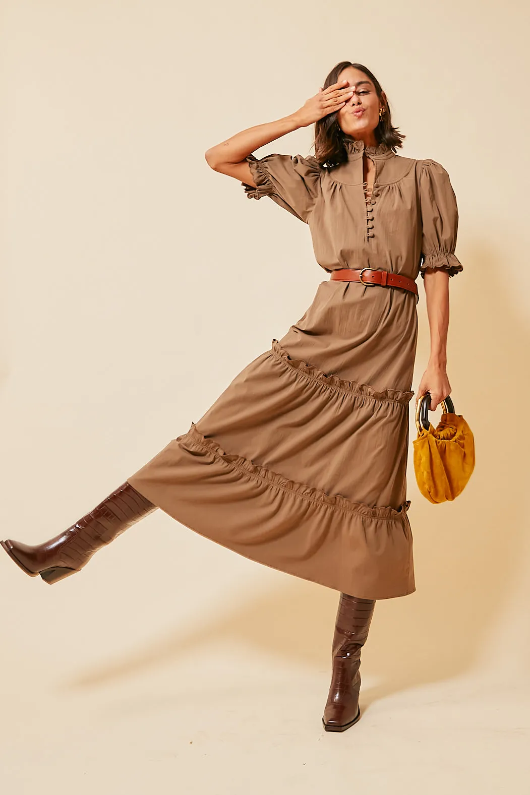 Chestnut Brown Selena Maxi Dress