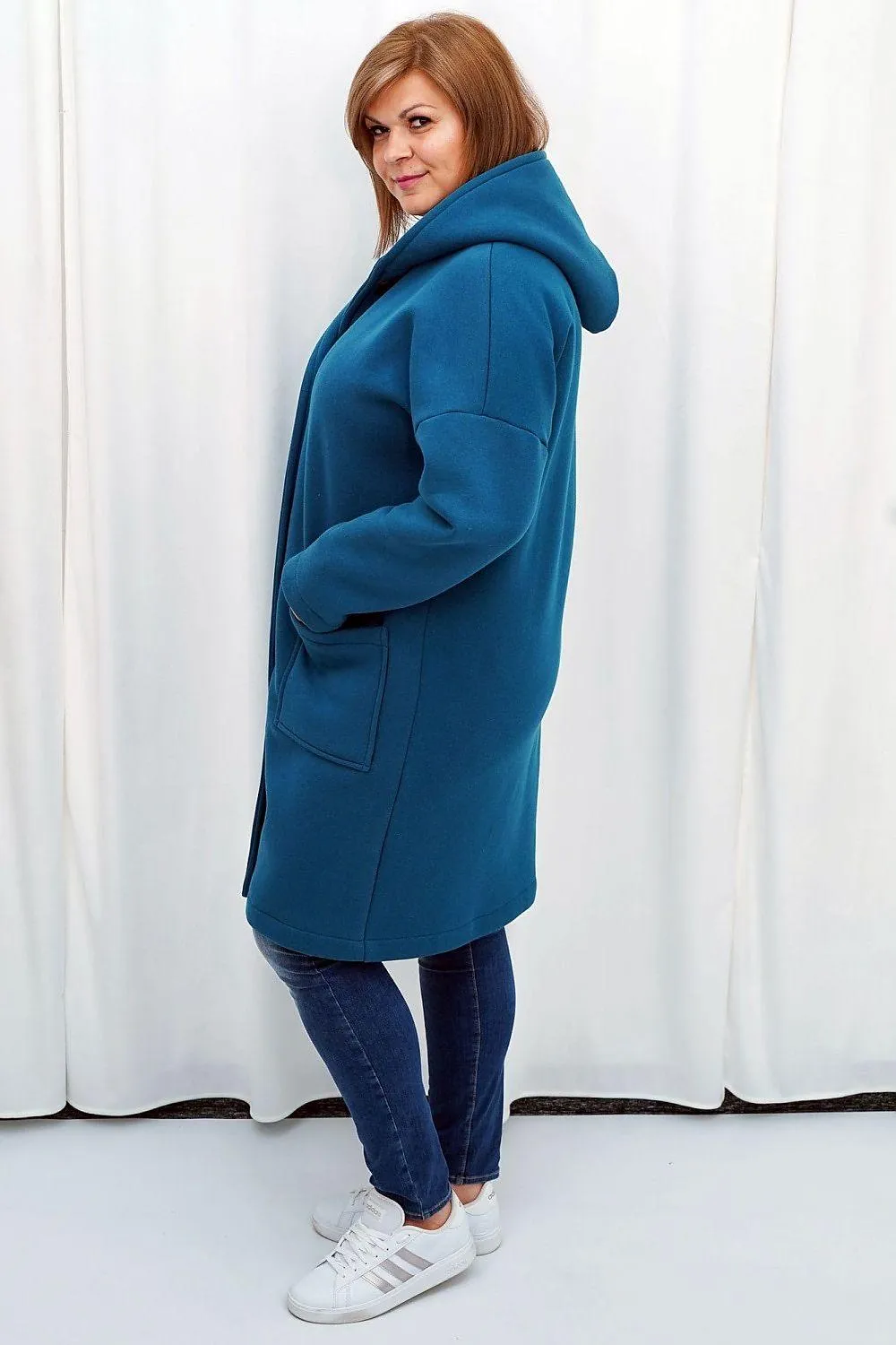 Chic Plus Size Knitted Hooded Blouse Coat - Karko Collection