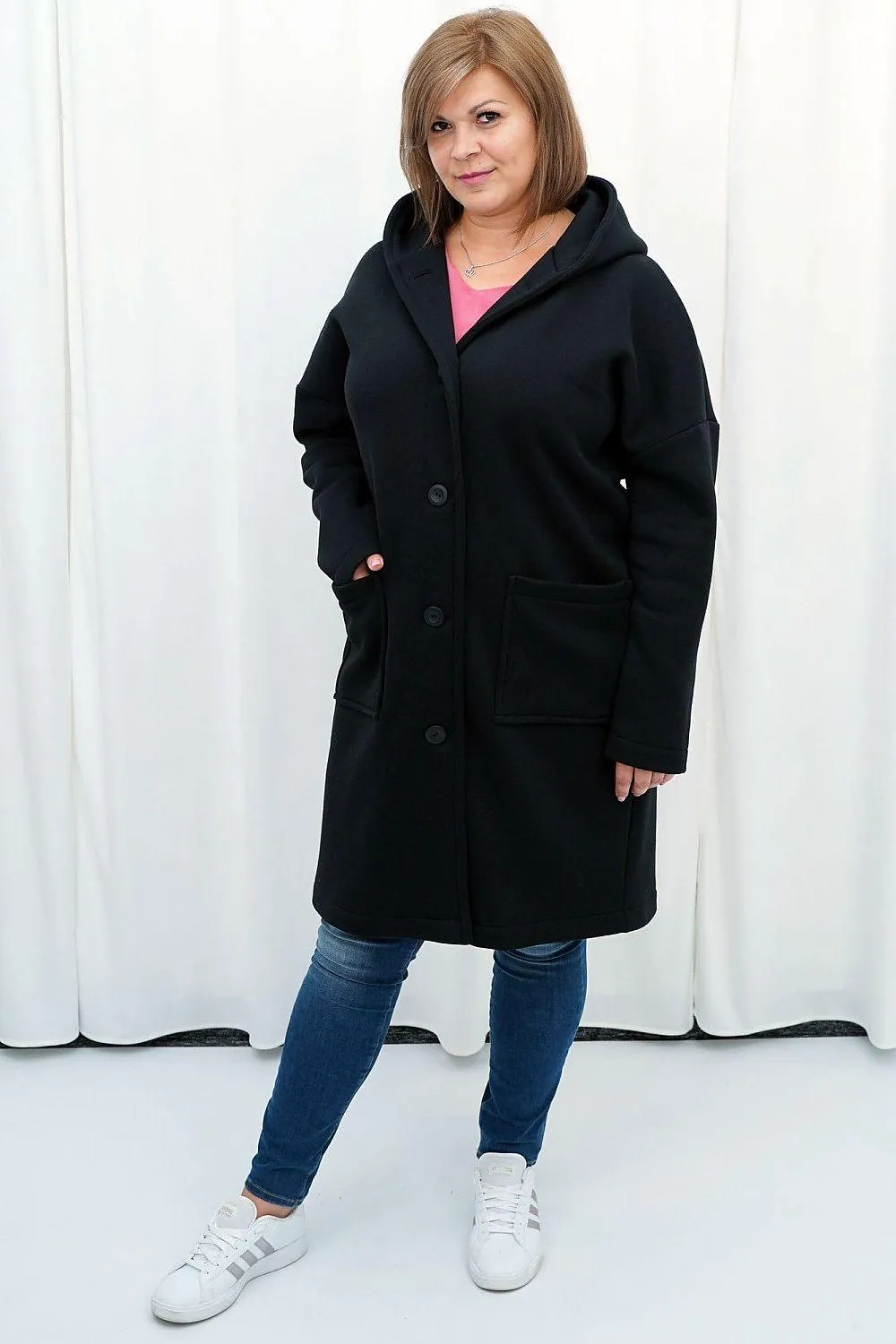 Chic Plus Size Knitted Hooded Blouse Coat - Karko Collection