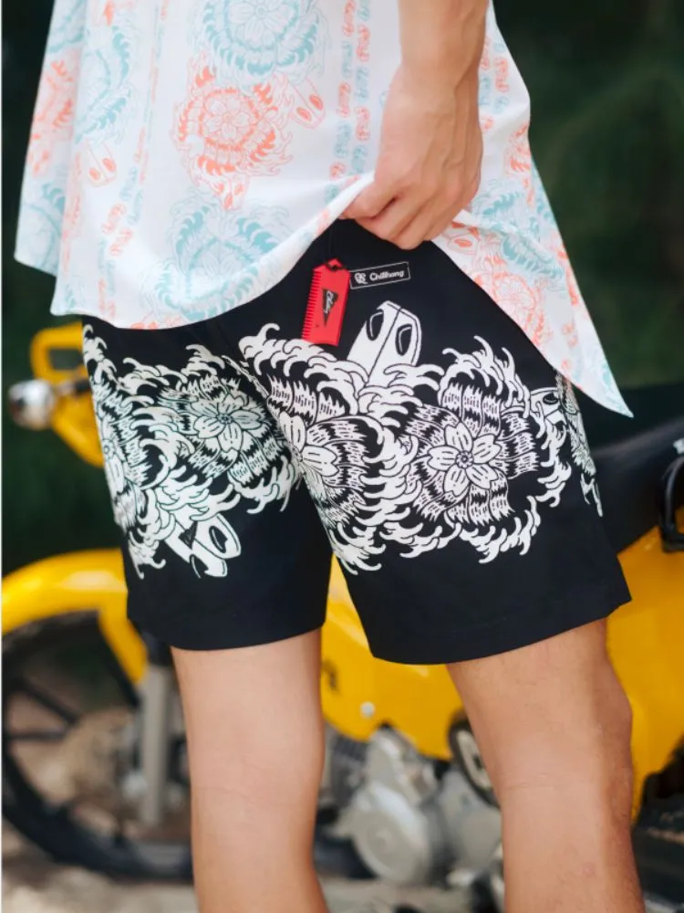 CHILLHANG Summer Print Spliced Color Shorts - Men's