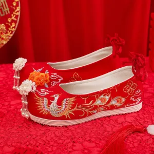 Classy Ancient Style Chinese Wedding Female Canvas Shoes