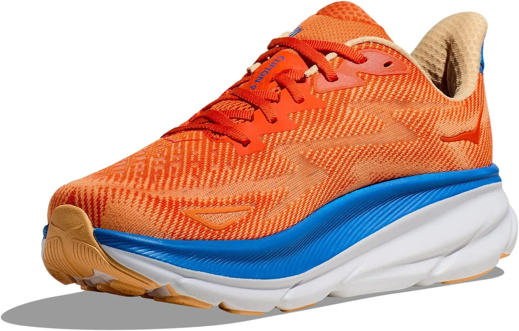 Clifton 9 Hoka Sneakers in Vibrant Orange/Impala