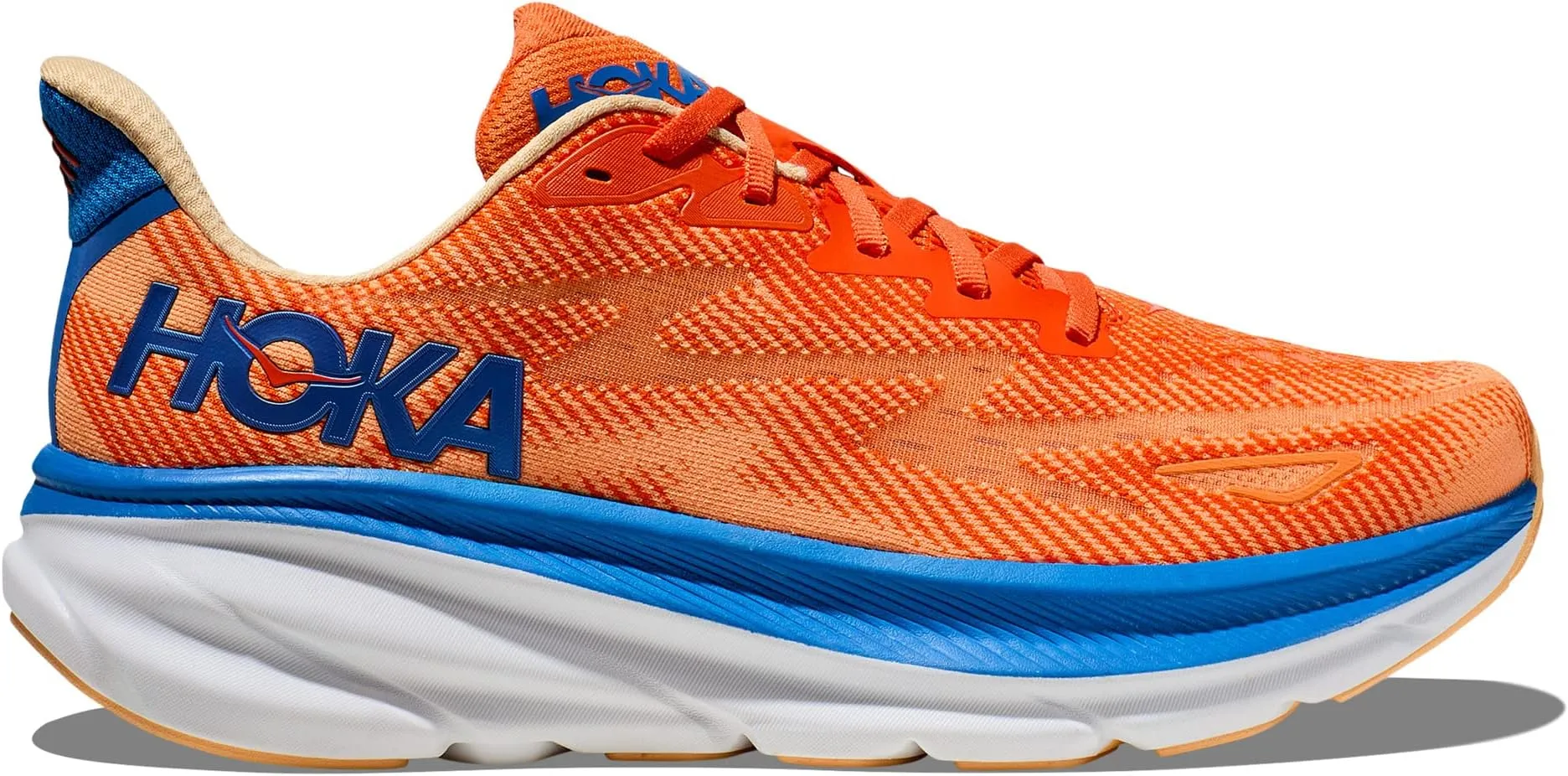 Clifton 9 Hoka Sneakers in Vibrant Orange/Impala