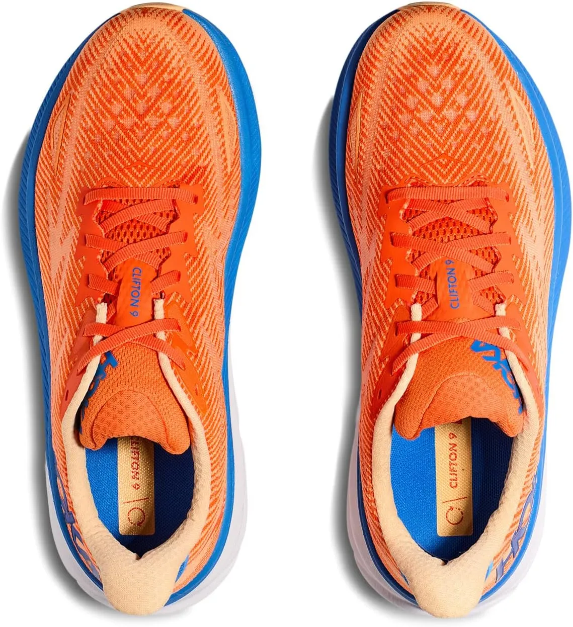 Clifton 9 Hoka Sneakers in Vibrant Orange/Impala