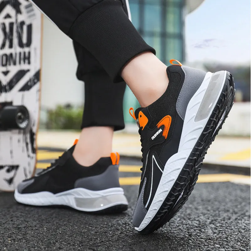 Color-blocked Sneakers Fashion Breathable Lace Up Mesh Sports Shoes For Men Casual Outdoor Running Walking Shoes