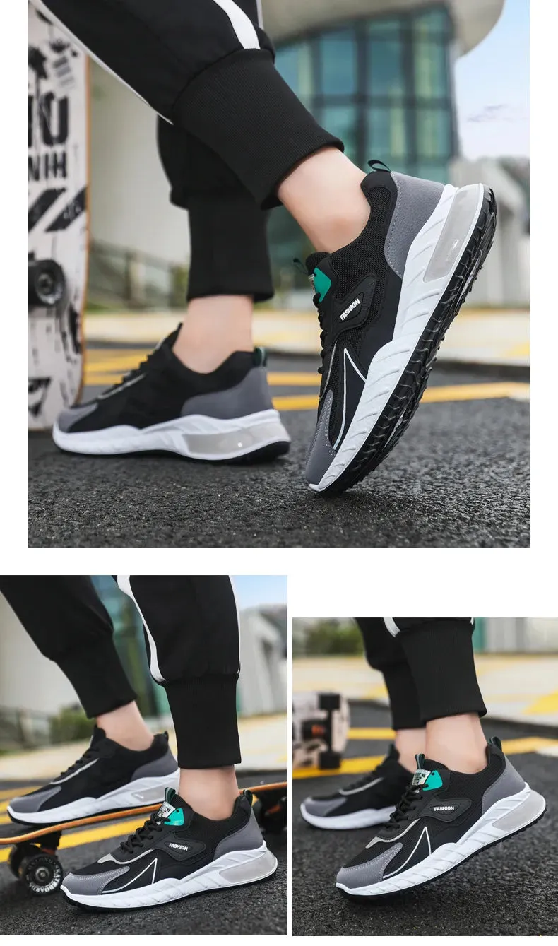 Color-blocked Sneakers Fashion Breathable Lace Up Mesh Sports Shoes For Men Casual Outdoor Running Walking Shoes