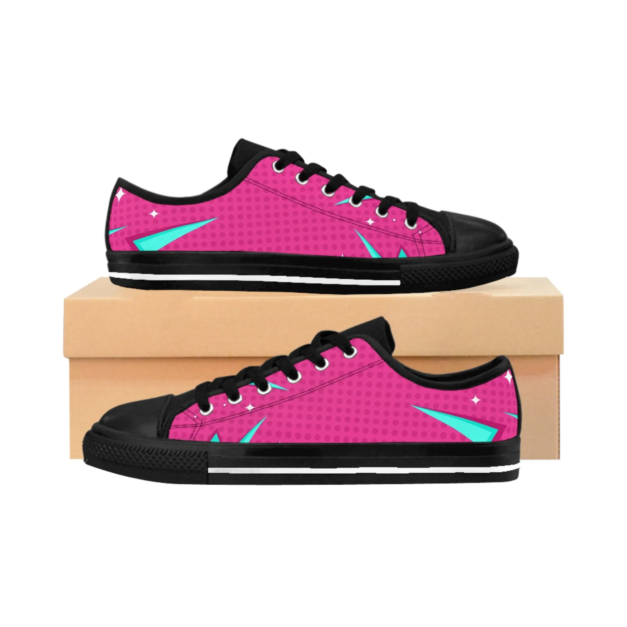 Comic Abstract Pop Art Pink Women's Sneakers