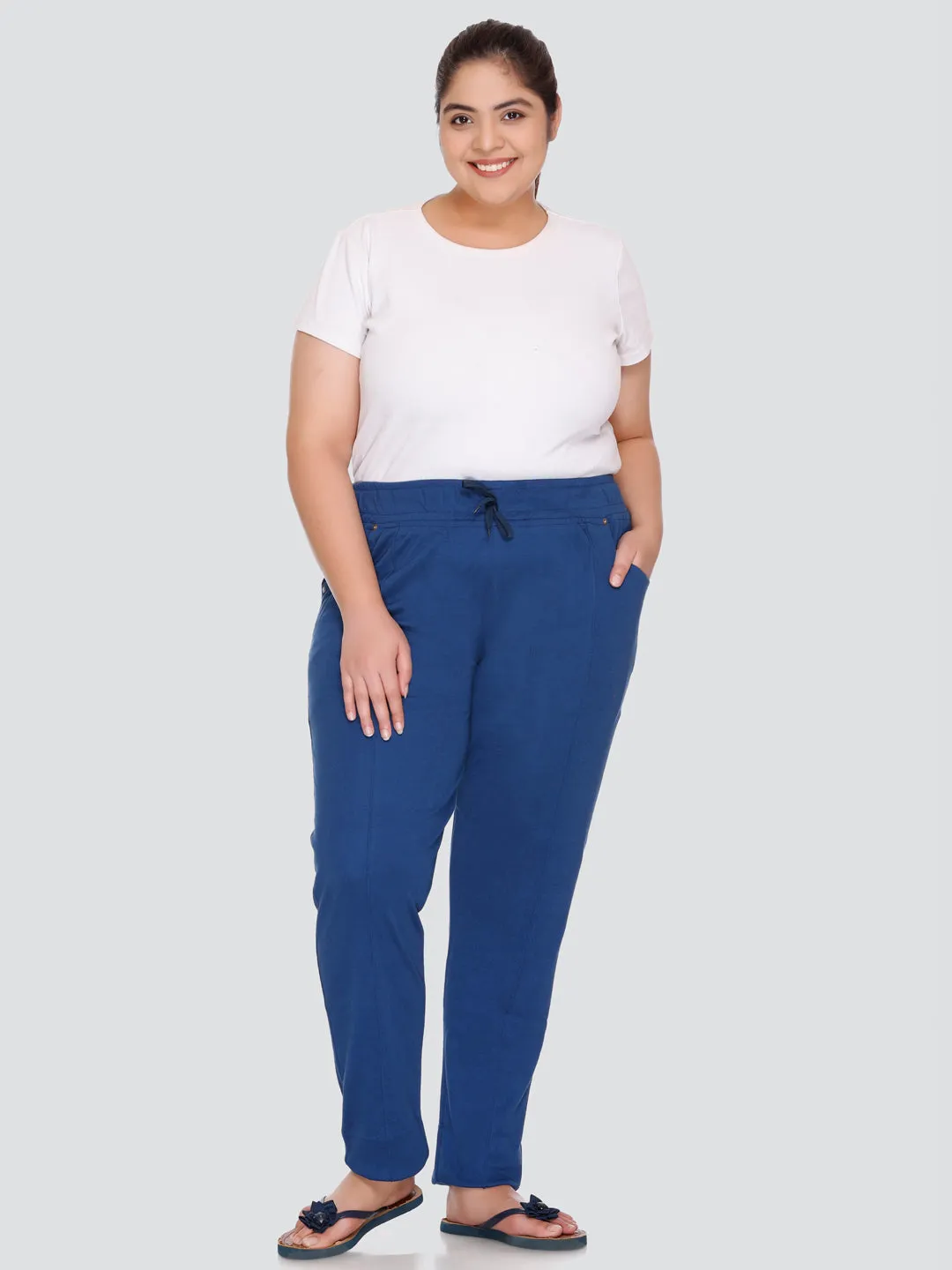 Cotton Track Pants - Relaxed Fit Lounge Pants - Prime Blue