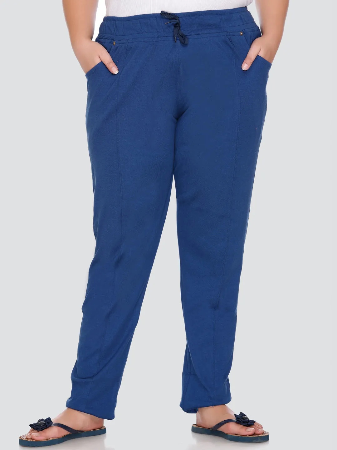 Cotton Track Pants - Relaxed Fit Lounge Pants - Prime Blue