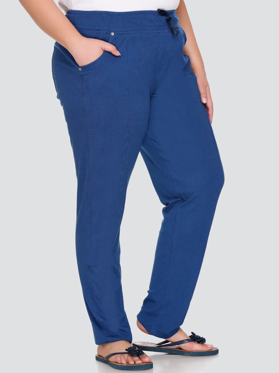 Cotton Track Pants - Relaxed Fit Lounge Pants - Prime Blue