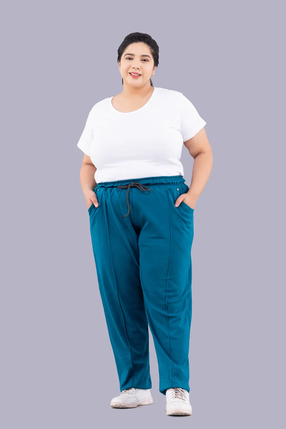 Cotton Track Pants - Relaxed Fit Lounge Pants - Teal Blue