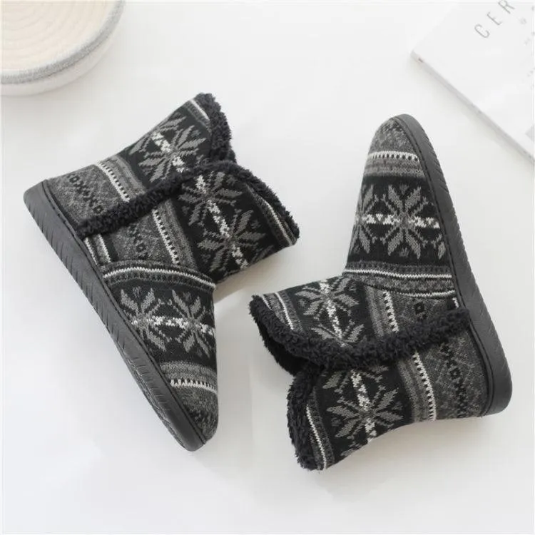 Cozy Cashmere Winter Slippers with Thick Rubber Soles