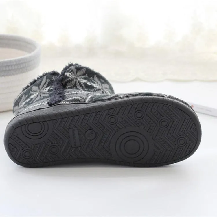 Cozy Cashmere Winter Slippers with Thick Rubber Soles