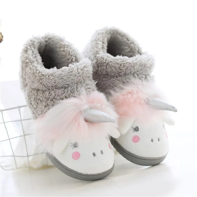 Cozy Plush Winter Cotton Slippers with Non-Slip Bag Heel for Women