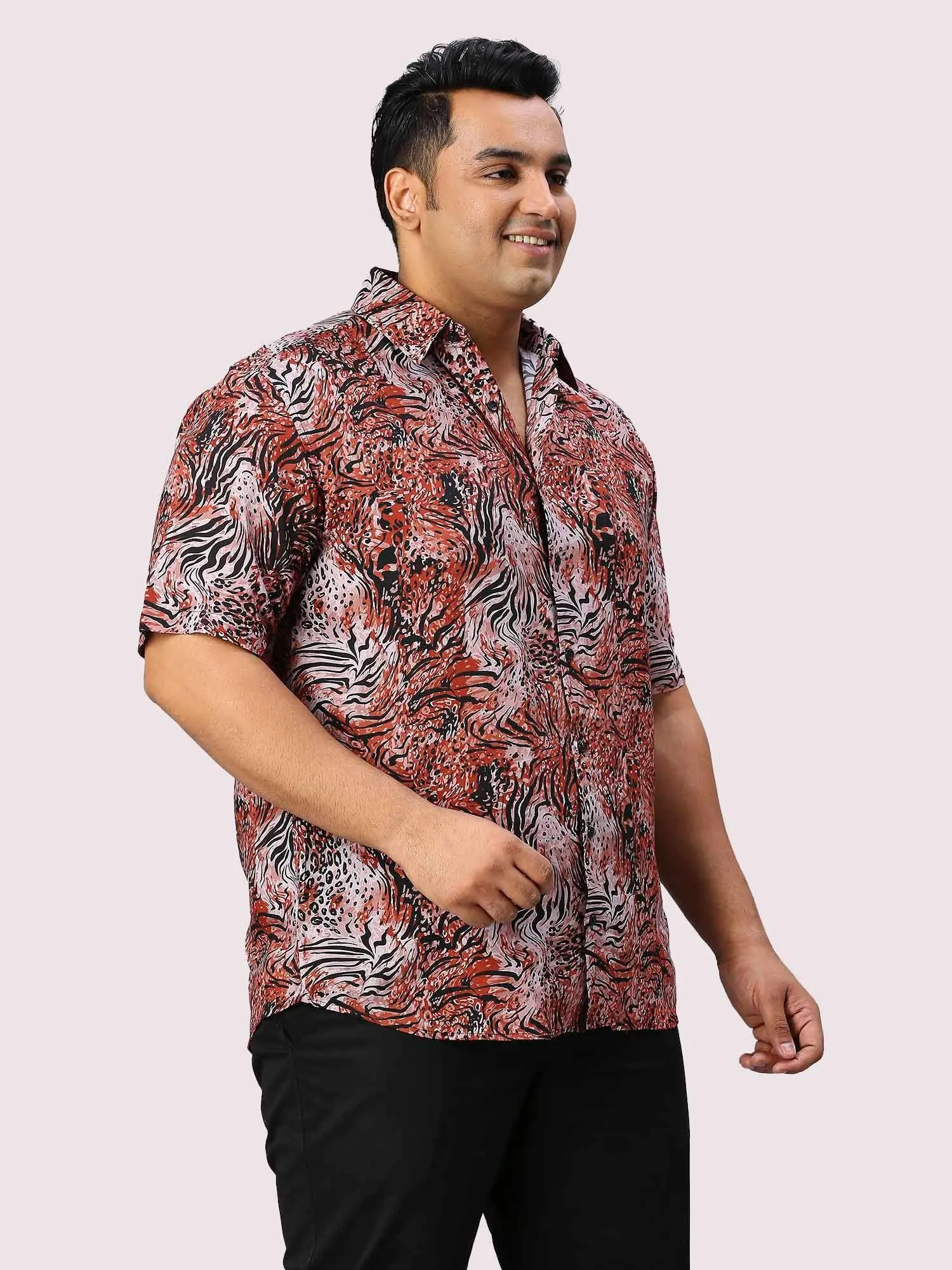 Crimson Digital Printed Half Sleeve Men's Plus Size Shirt