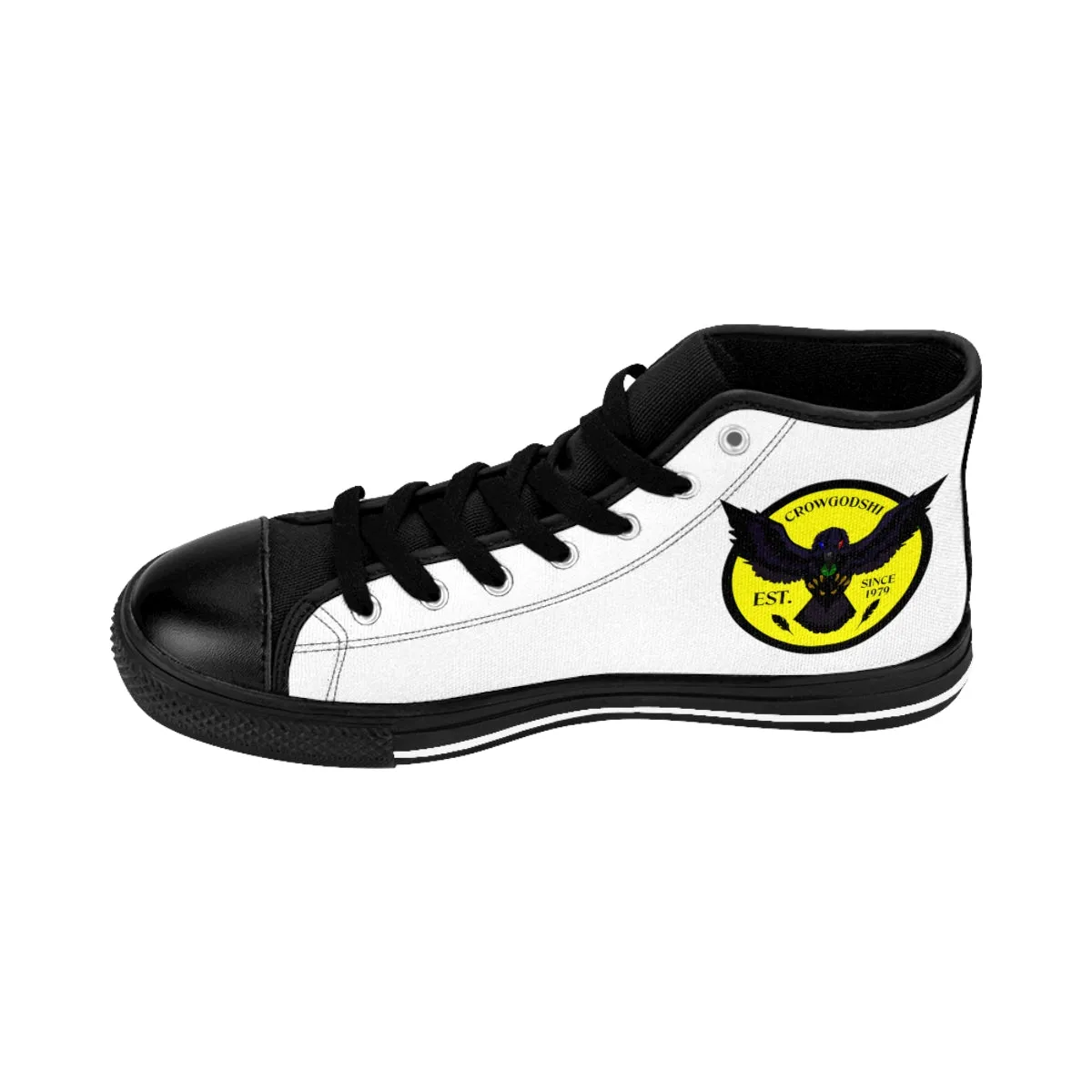 Crowgodshi 2nd Gen. High-Tops, White on White w/ YELLOW LOGO