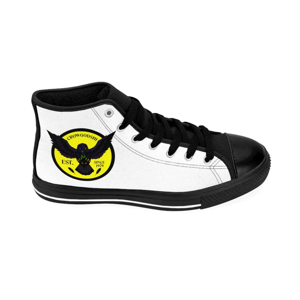 Crowgodshi 2nd Gen. High-Tops, White on White w/ YELLOW LOGO