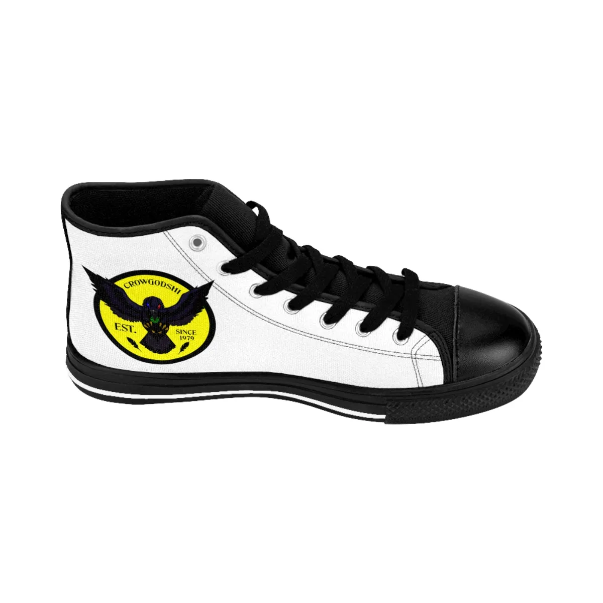 Crowgodshi 2nd Gen. High-Tops, White on White w/ YELLOW LOGO