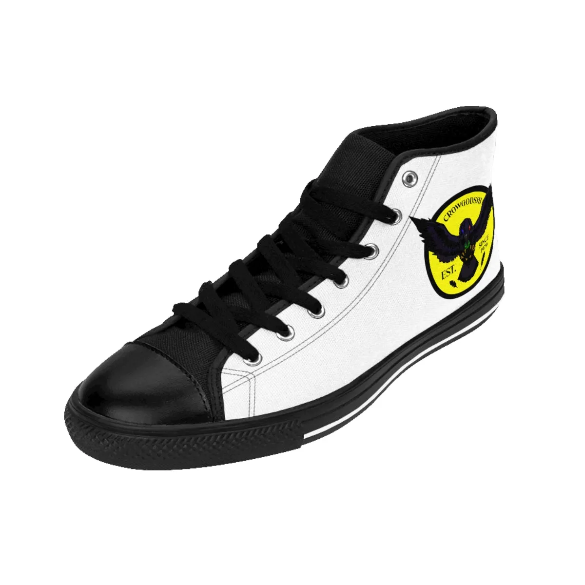 Crowgodshi 2nd Gen. High-Tops, White on White w/ YELLOW LOGO