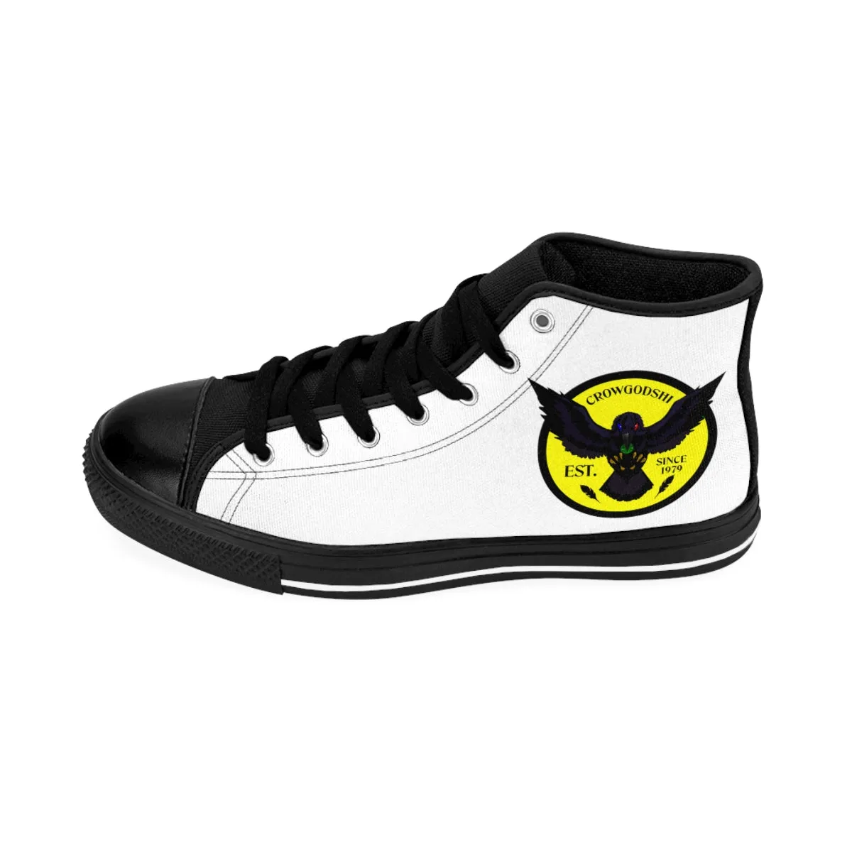 Crowgodshi 2nd Gen. High-Tops, White on White w/ YELLOW LOGO