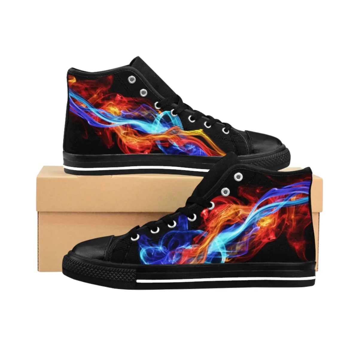 Crowgodshi Designer High-Tops Red & Blue Dragon FLAMES EDITION