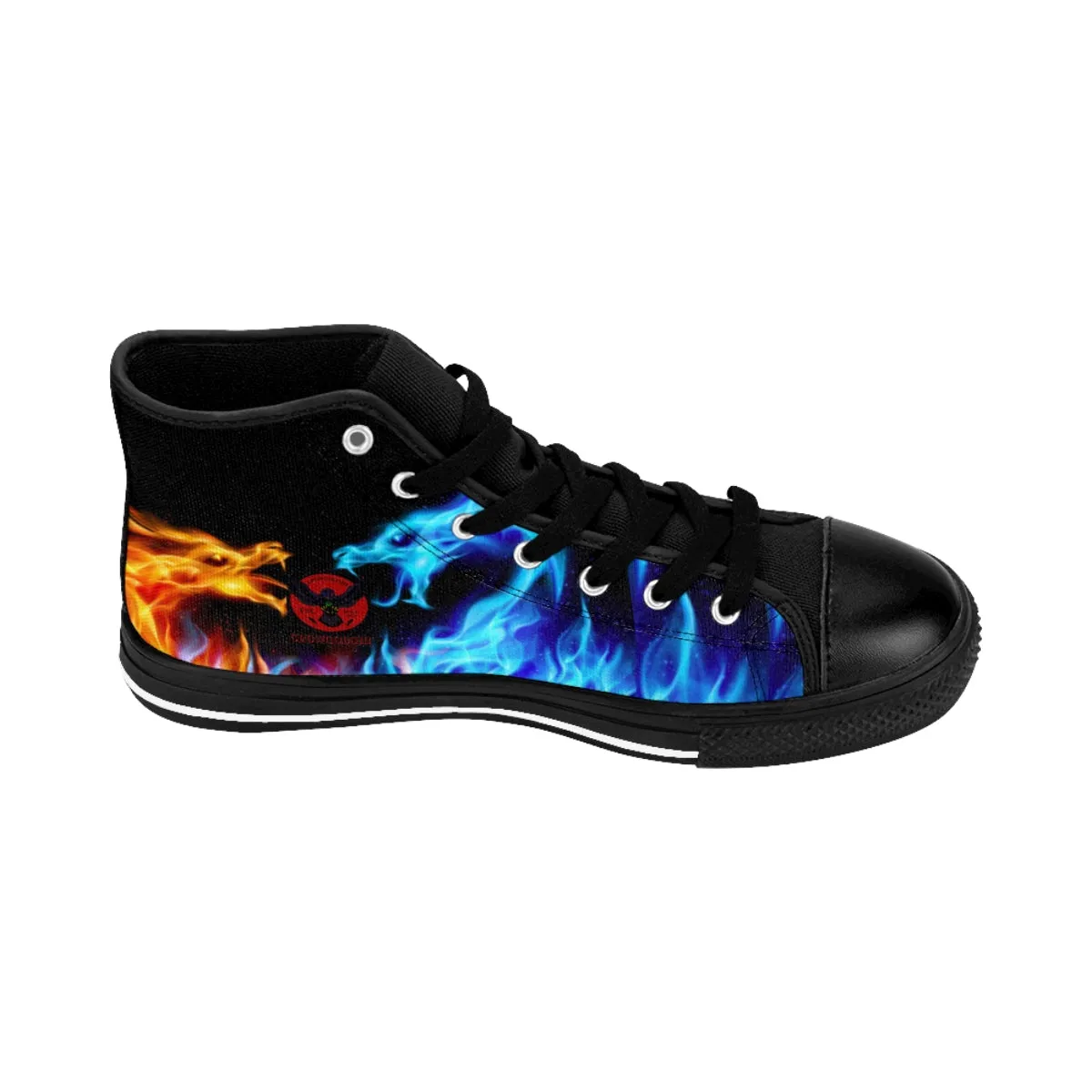 Crowgodshi Designer High-Tops Red & Blue Dragon FLAMES EDITION